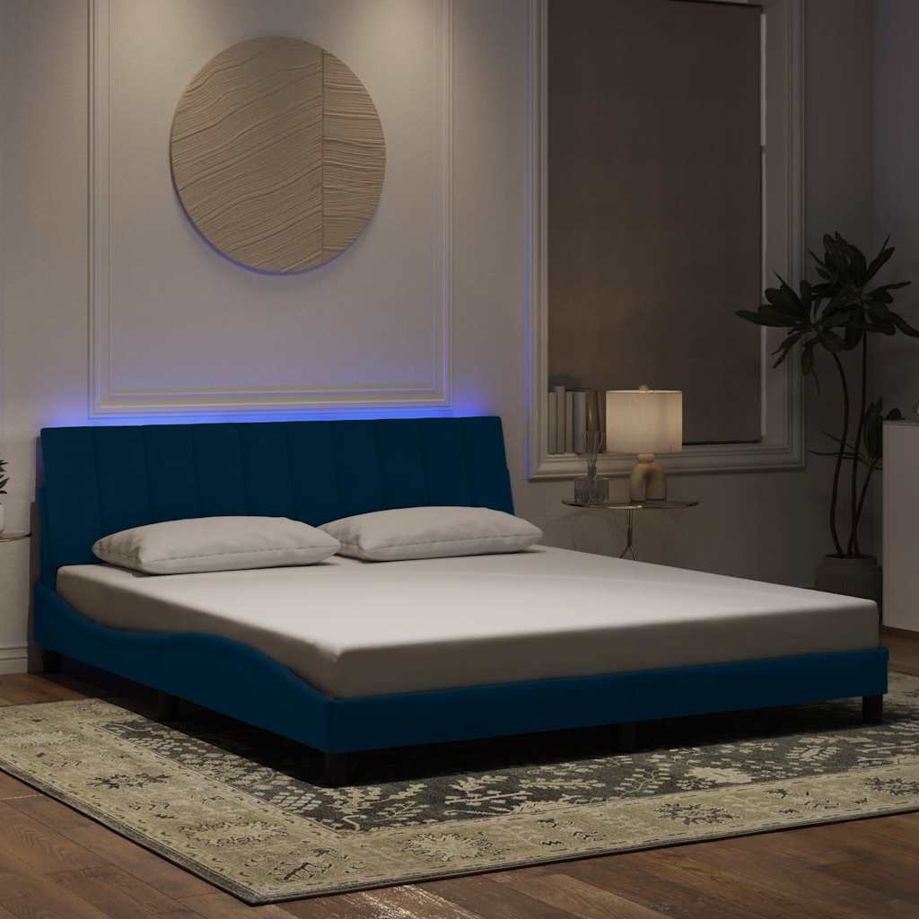 Estructura cama con LED sin colchón marrón oscuro 120x200 cm