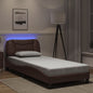 Estructura cama con LED sin colchón marrón oscuro 120x200 cm