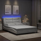 Estructura cama con LED sin colchón marrón oscuro 120x200 cm