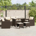 Set sofás de jardín 6 piezas y cojines ratán sintético marrón