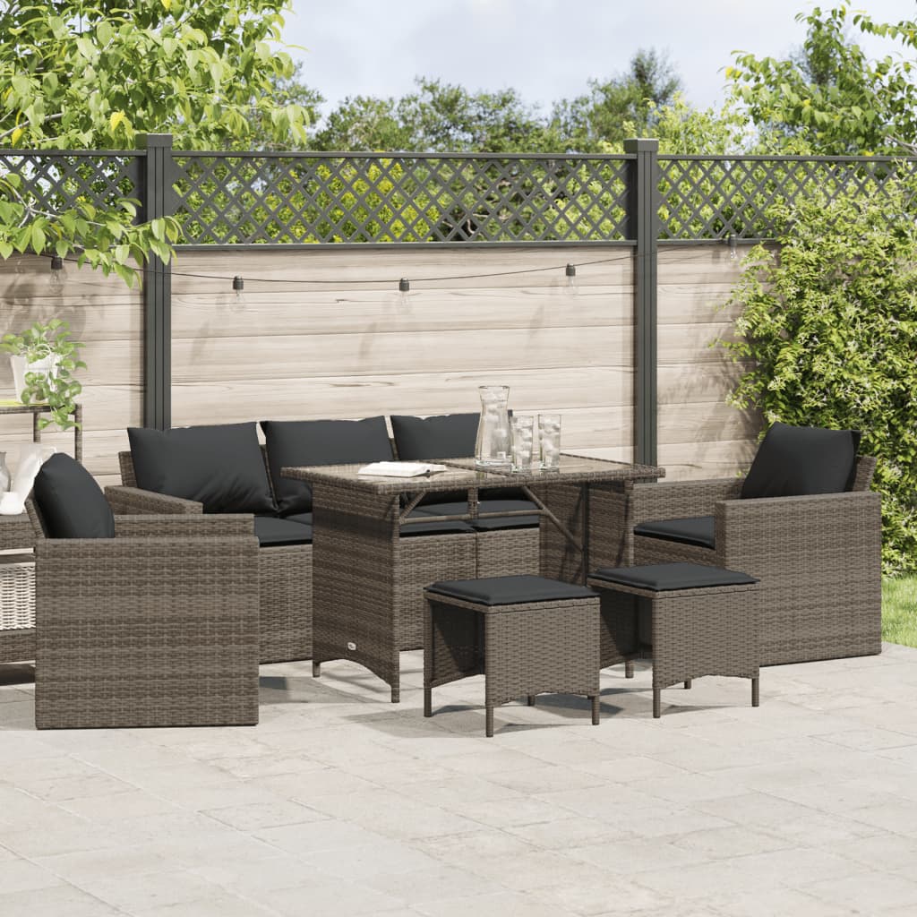 Set de muebles de jardín 5 pzas y cojines ratán sintético negro