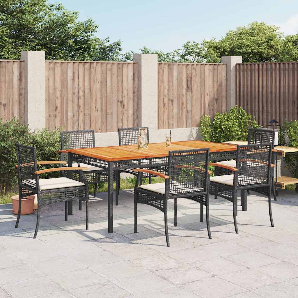 Juego de comedor para jardín 9 piezas textilene negro