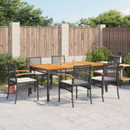 Juego de comedor para jardín 9 piezas textilene negro