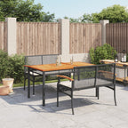 Juego de comedor para jardín 9 piezas textilene negro