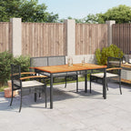 Juego comedor jardín 3 pzas cojines ratán sintético vidrio gris