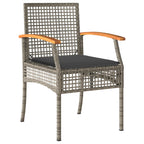 Juego de comedor de jardín 4 piezas con cojines ratán PE gris