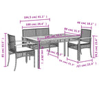 Juego de comedor de jardín 4 piezas con cojines ratán PE gris