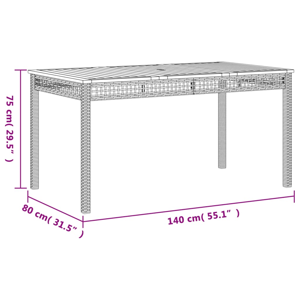 Juego de comedor de jardín 4 piezas con cojines ratán PE gris