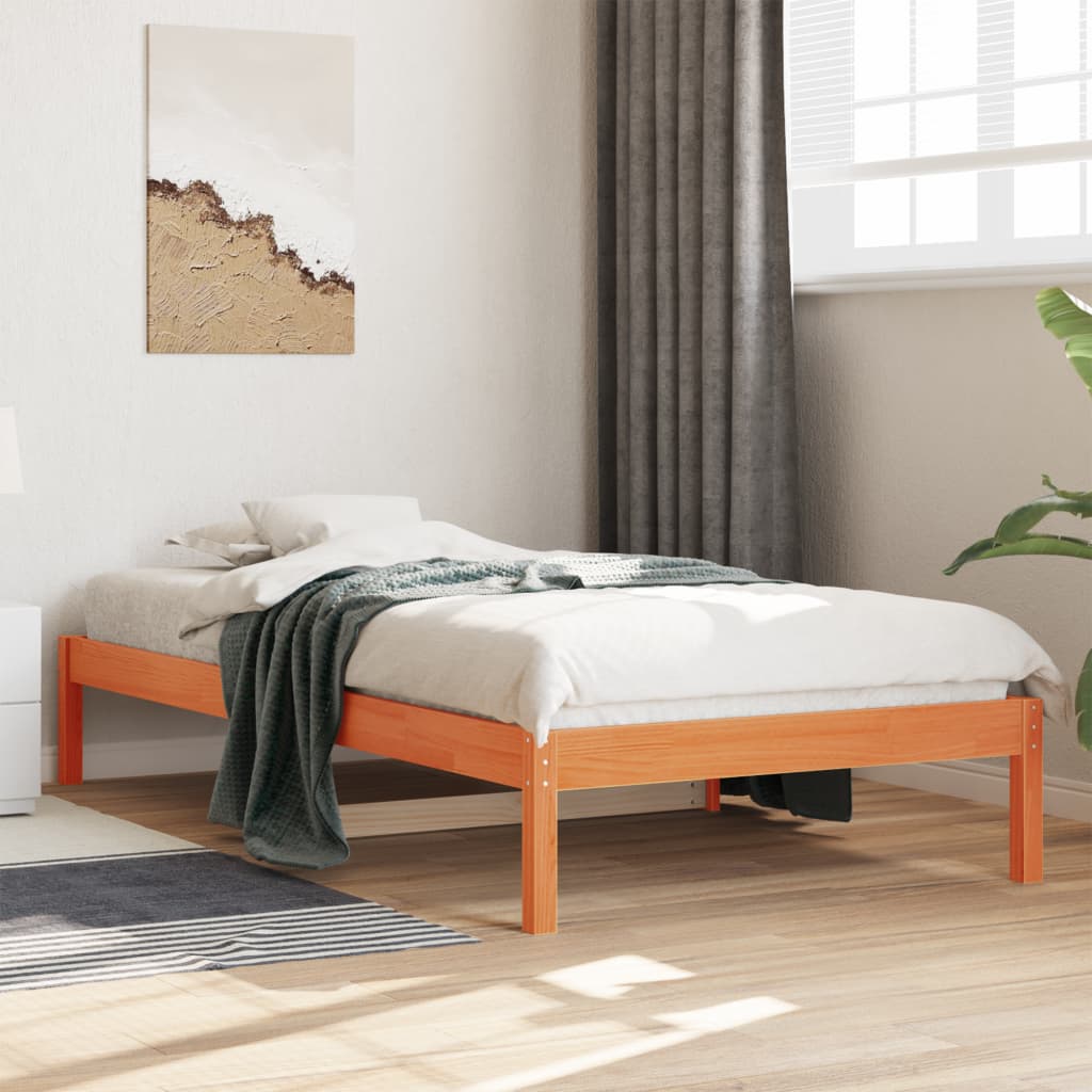 Solid Pine Sofa Bed Frame without Mattress, Waxed Brown 80x200 cm