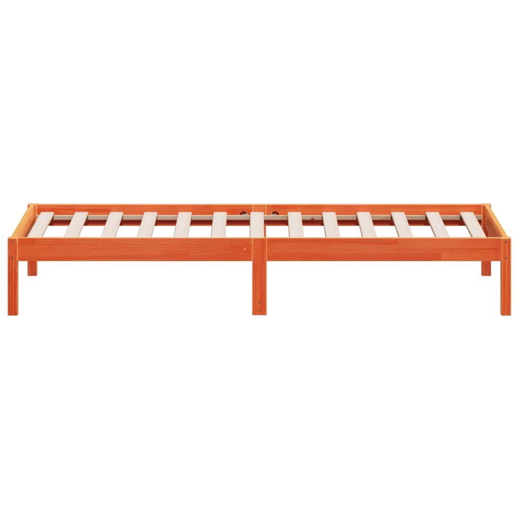 Sofá cama sin colchón madera maciza pino marrón cera 80x200 cm