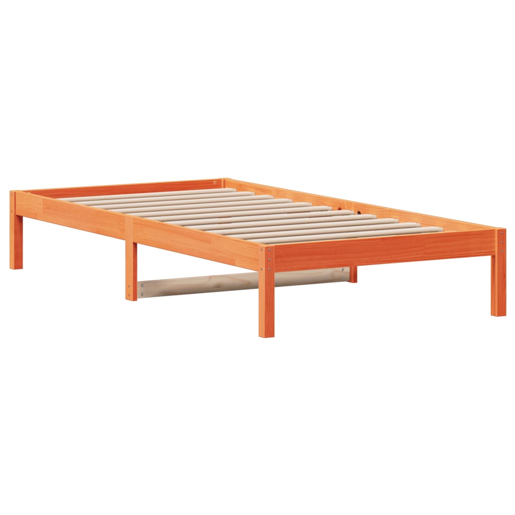 Sofá cama sin colchón madera maciza pino marrón cera 80x200 cm