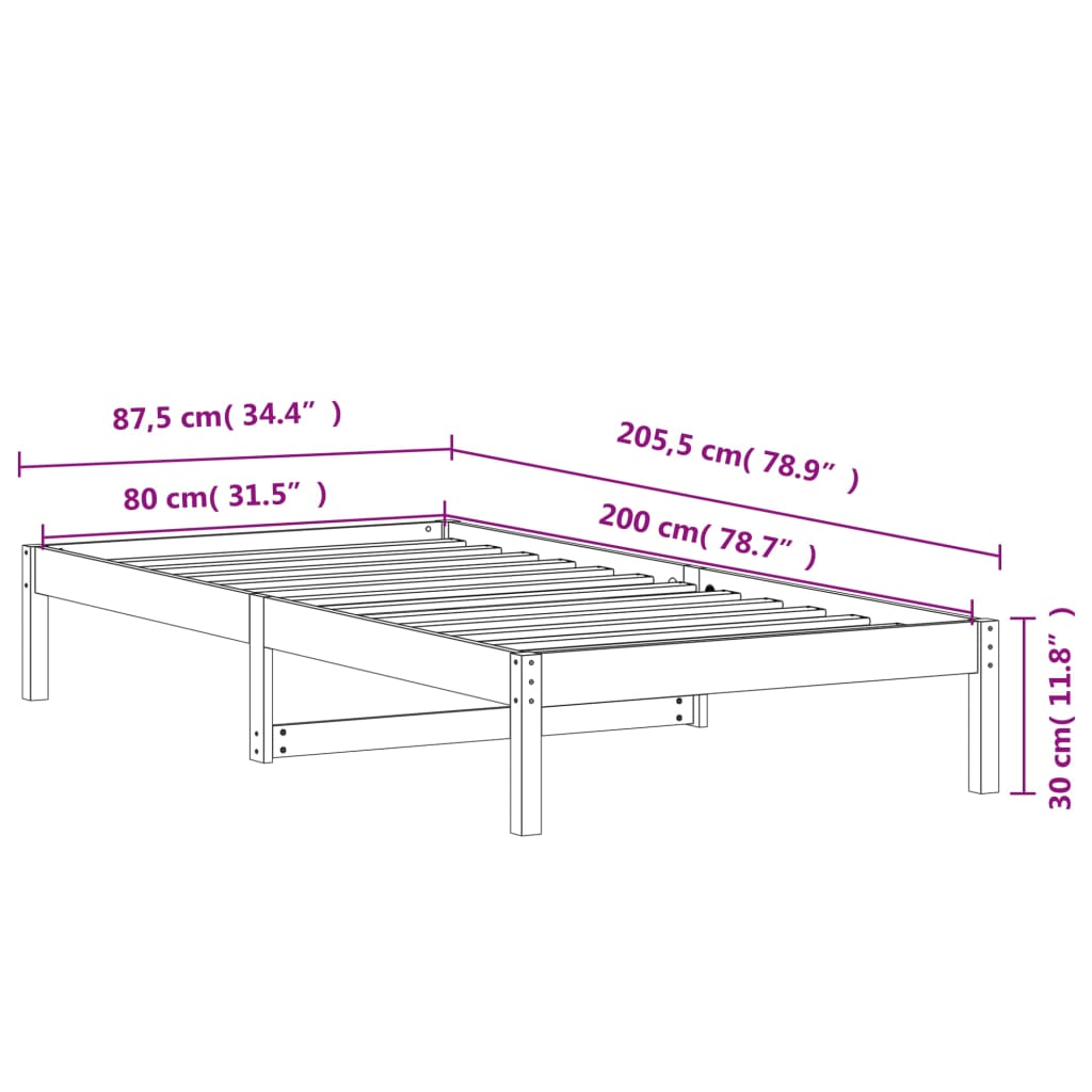 Sofá cama sin colchón madera maciza pino marrón cera 80x200 cm