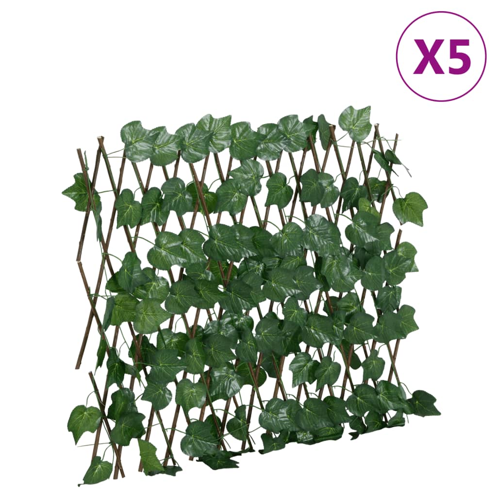 Enrejado expansible de parra artificial verde 5 uds 180x20 cm