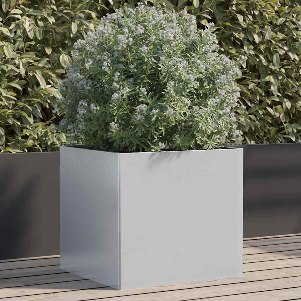 Jardinera de acero galvanizado plateado 32x29x75 cm