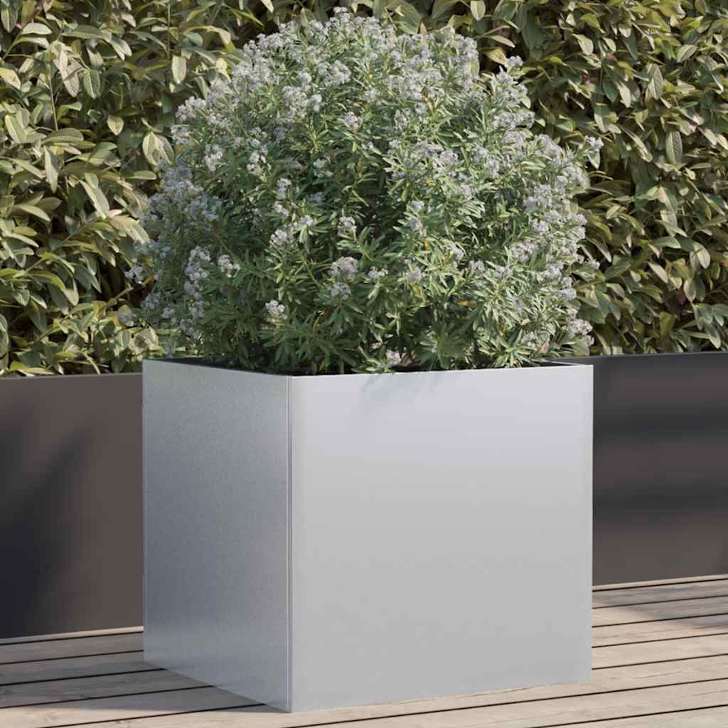 Jardinera de acero galvanizado plateado 32x29x75 cm