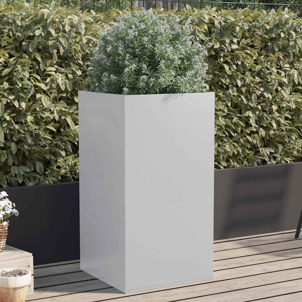 Jardinera de acero galvanizado plateado 32x29x75 cm