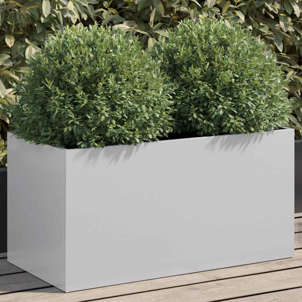 Jardinera de acero galvanizado plateado 32x29x75 cm