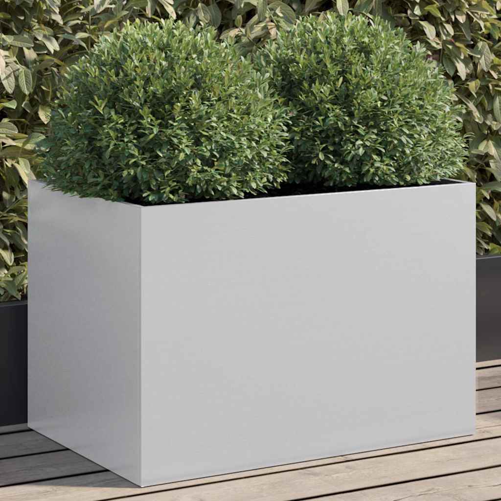 Jardinera de acero galvanizado plateado 32x29x75 cm