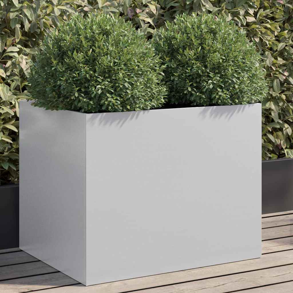 Jardinera de acero galvanizado plateado 32x29x75 cm
