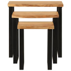 Set de 3 mesas apilables con borde natural madera acacia maciza
