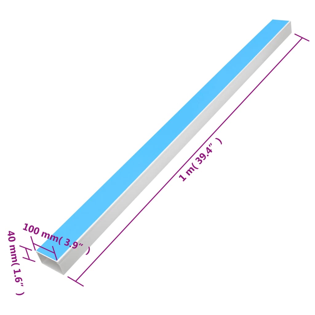 Canaletas para cables autoadhesivas PVC 100x40 mm 10 m