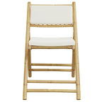 Juego de bistró plegable con cojines 5 pzas bambú blanco crema