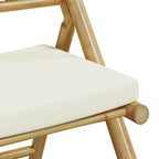 Juego de bistró plegable con cojines 5 pzas bambú blanco crema