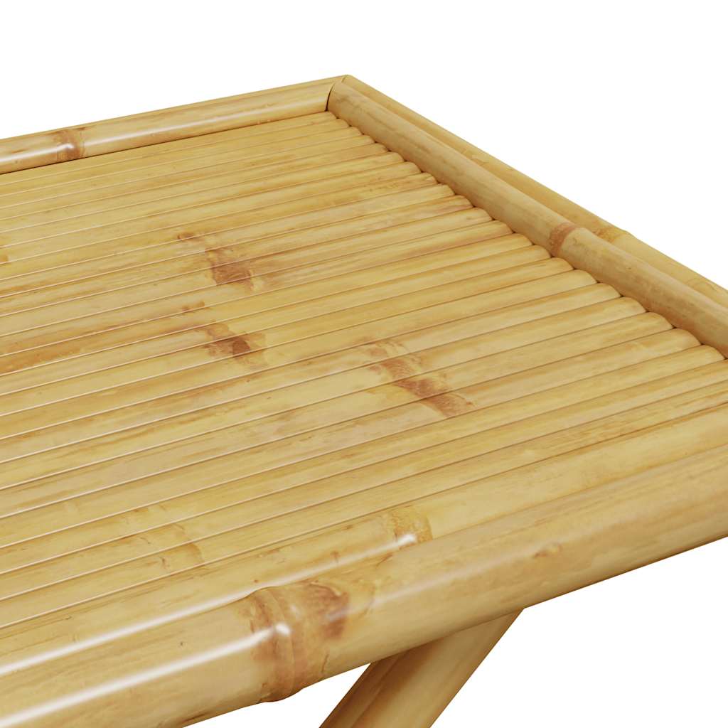 Juego de bistró plegable con cojines 5 pzas bambú blanco crema