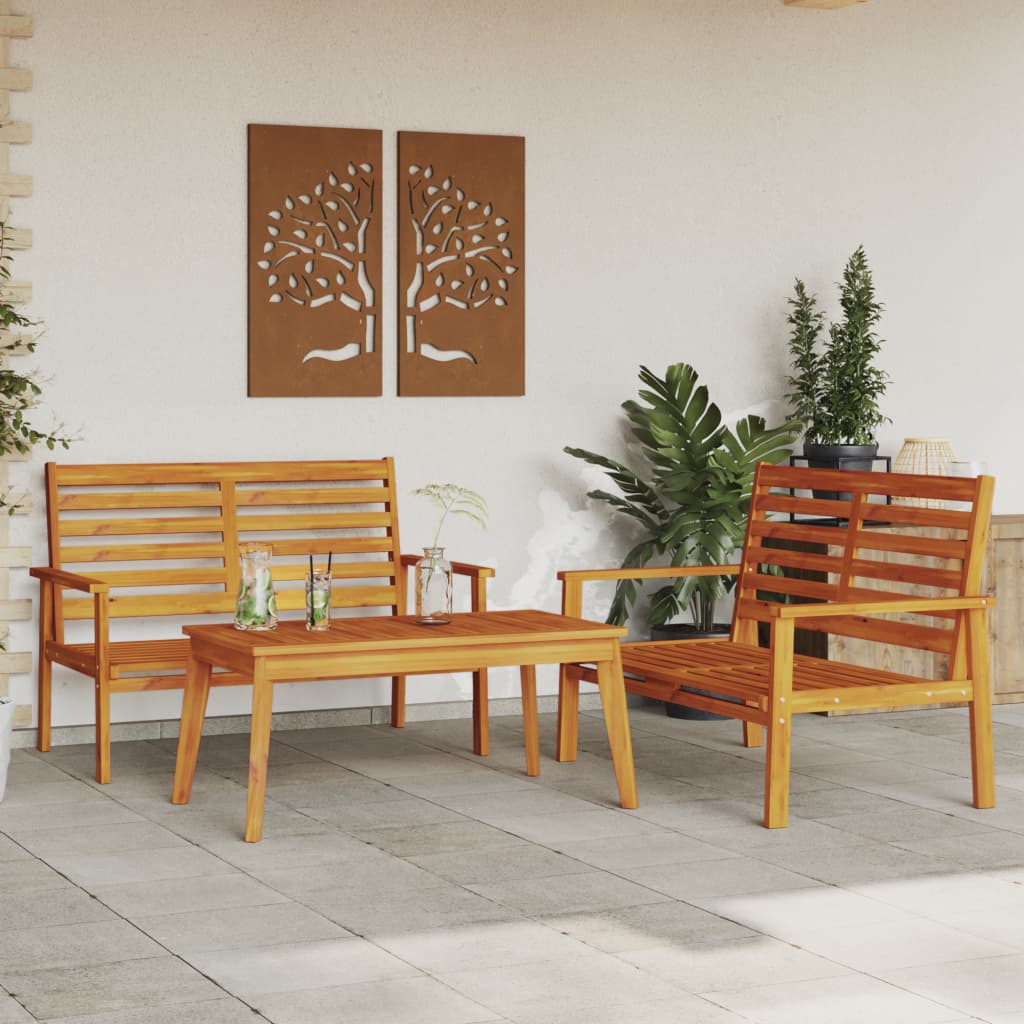 Juego de muebles de jardín 2 piezas madera maciza pino blanco