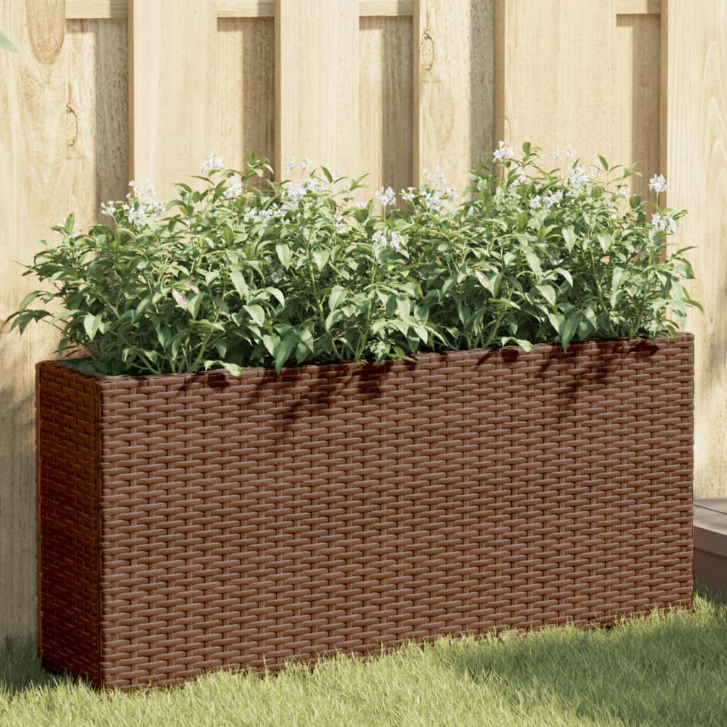 Jardineras 2 unidades ratán sintético gris 30x30x60 cm