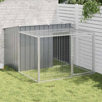 Caseta de perros con corral acero galvanizado 165x455x181 cm