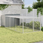 Caseta de perros con corral acero galvanizado 165x455x181 cm