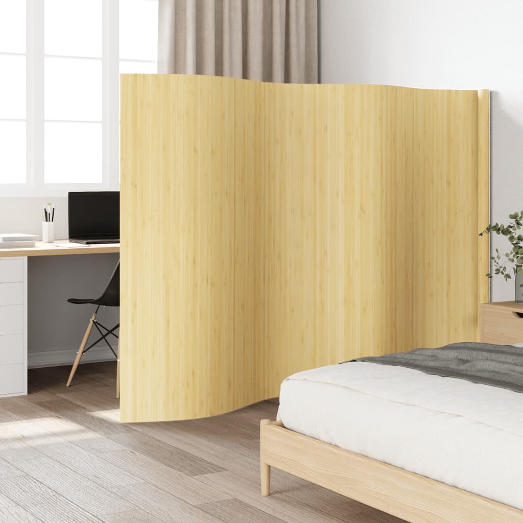 Biombo divisor de bambú blanco ancho 400 cm alto 165 cm