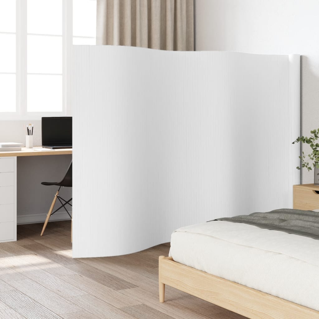 Biombo divisor de bambú blanco ancho 400 cm alto 165 cm