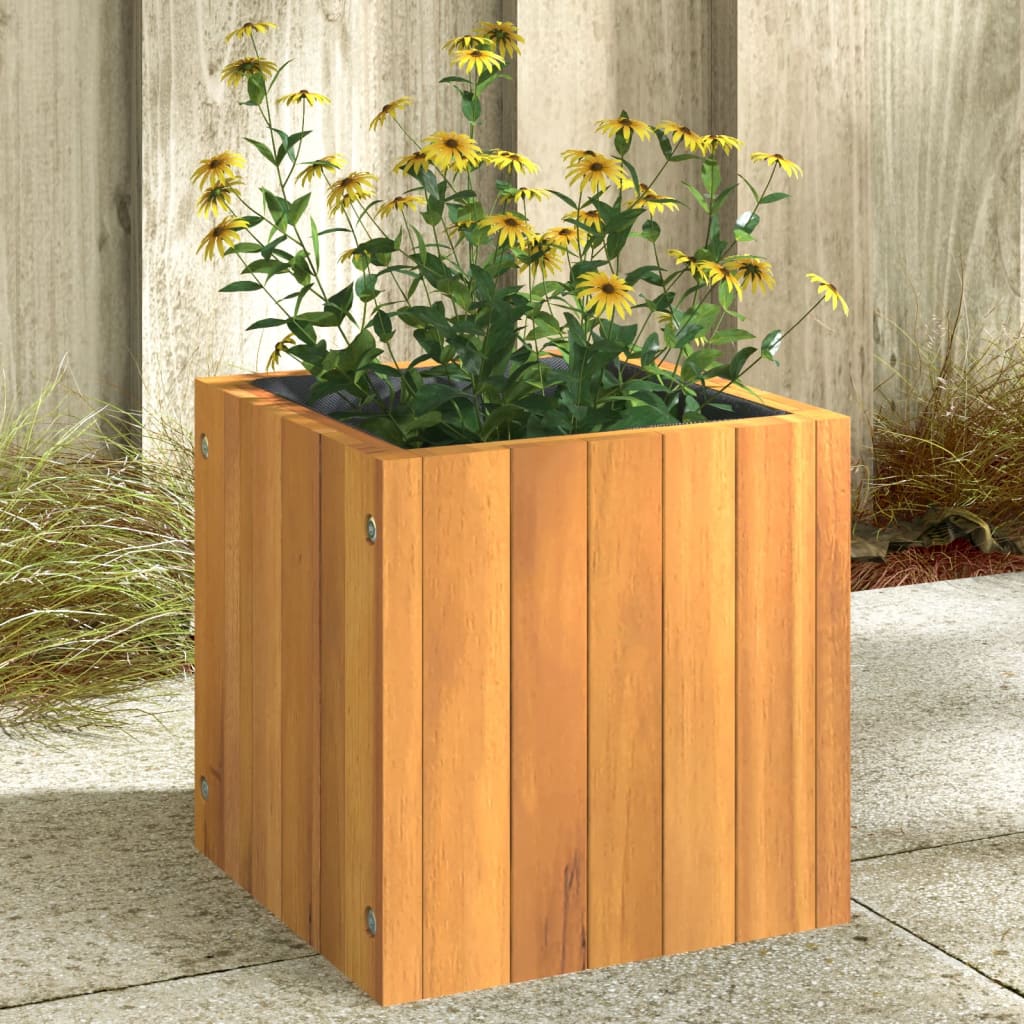 Jardinera con 2 maceteros de ratán sintético gris 90x20x40 cm