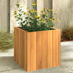 Jardinera con 2 maceteros de ratán sintético gris 90x20x40 cm