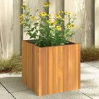 Jardinera con 2 maceteros de ratán sintético gris 90x20x40 cm