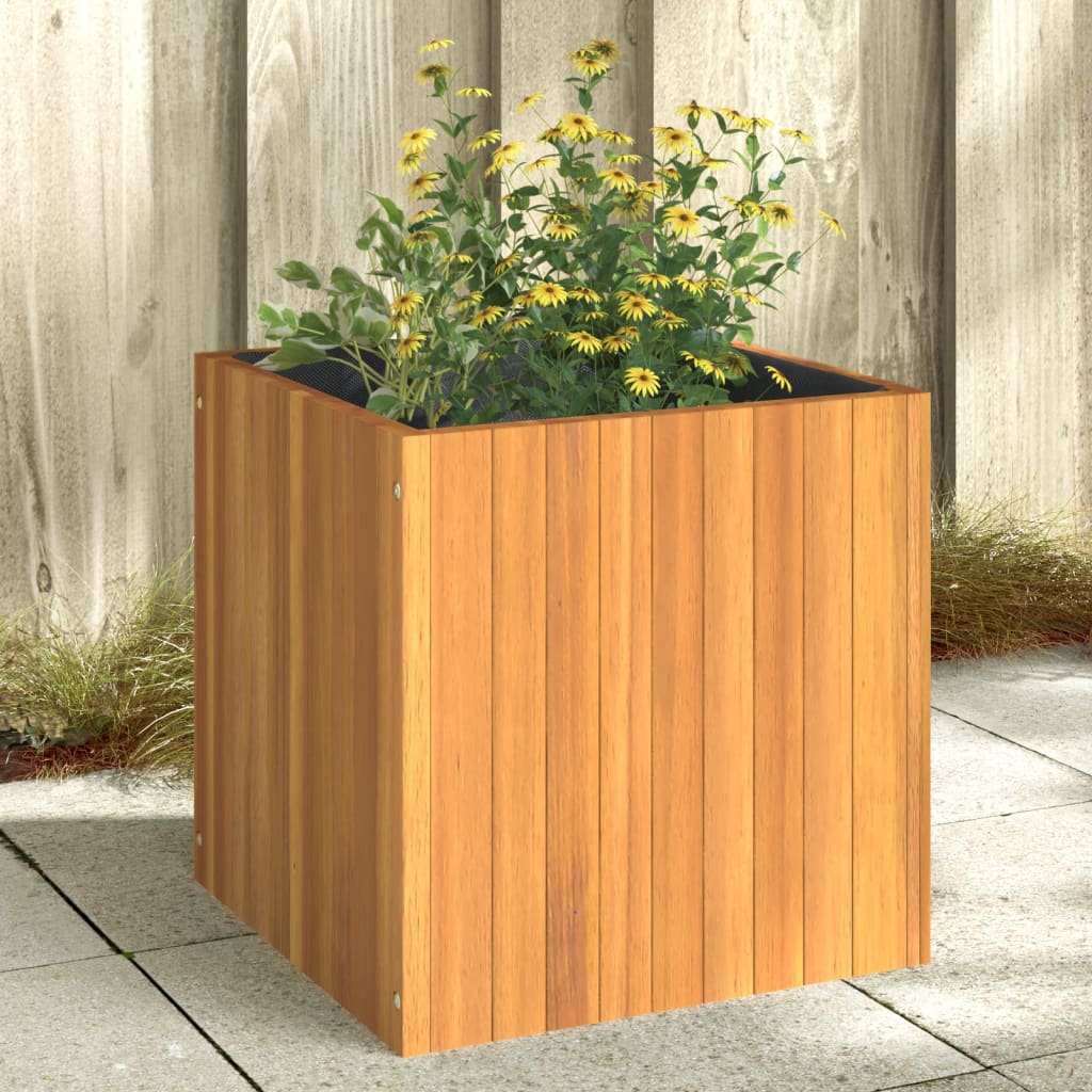 Jardinera con 2 maceteros de ratán sintético gris 90x20x40 cm