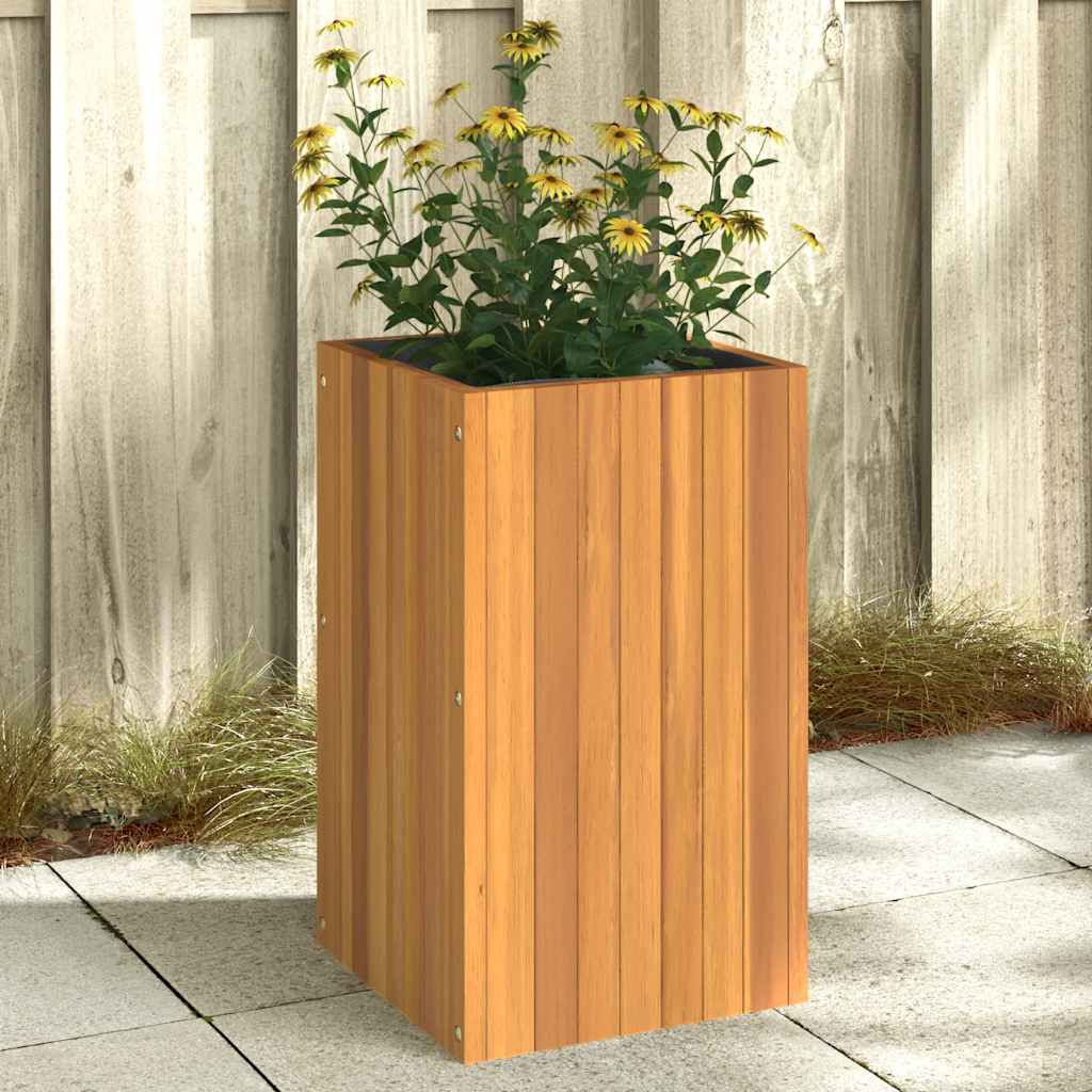 Jardinera con 2 maceteros de ratán sintético gris 90x20x40 cm