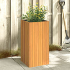 Jardinera con 2 maceteros de ratán sintético gris 90x20x40 cm