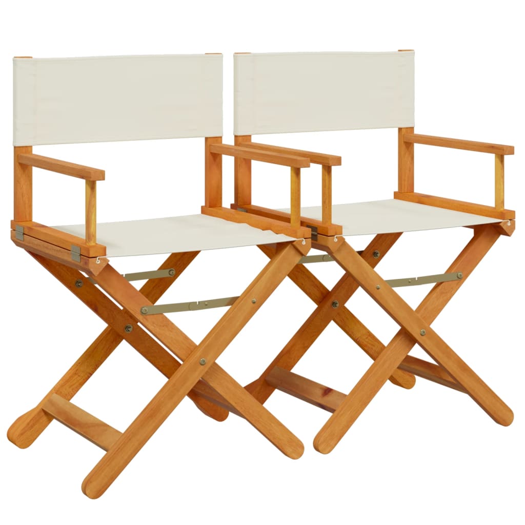 Sillas de director plegables 2 unidades tela blanco crema