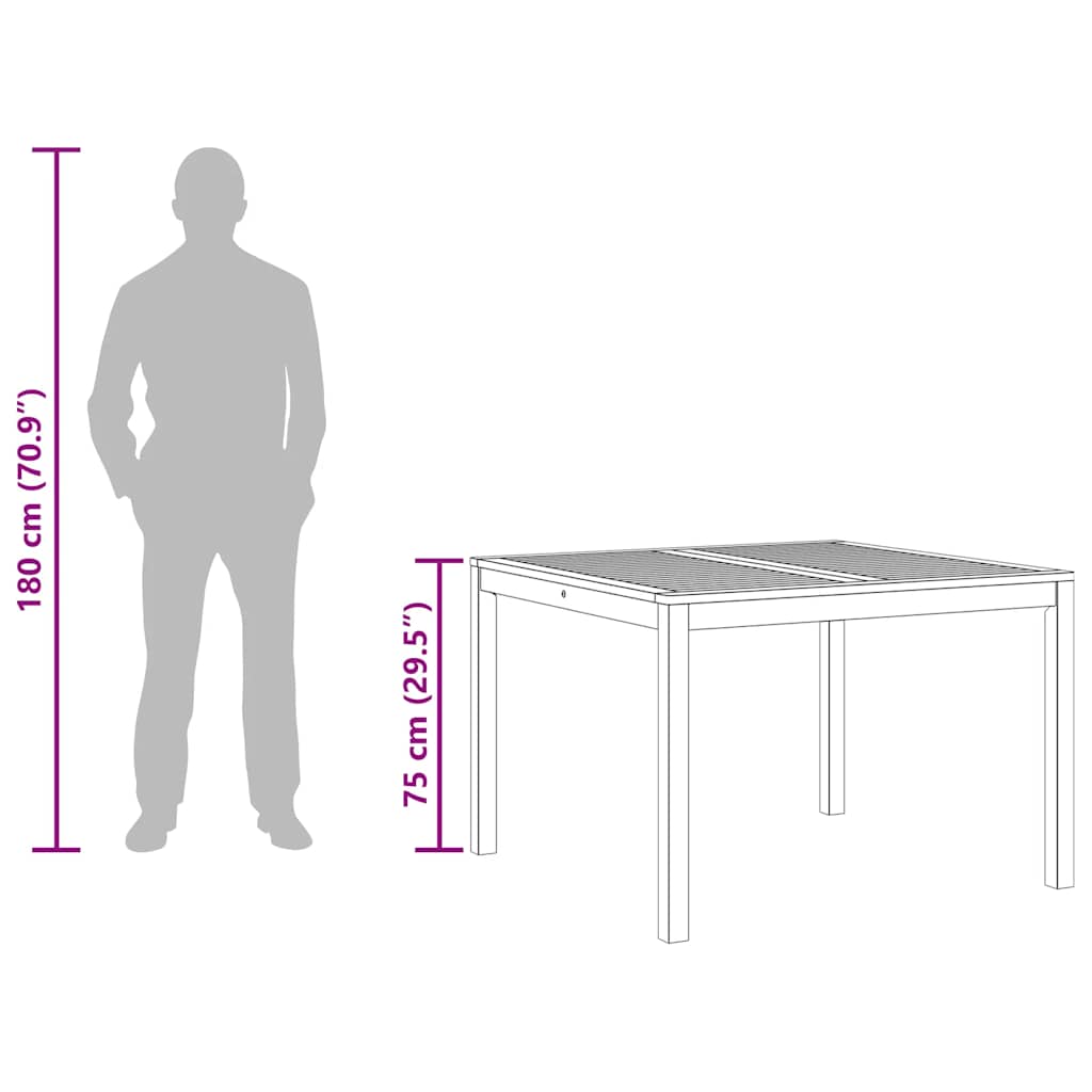 Mesa de comedor de jardín madera maciza de acacia 110x110x75 cm