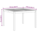 Mesa de comedor de jardín madera maciza de acacia 110x110x75 cm