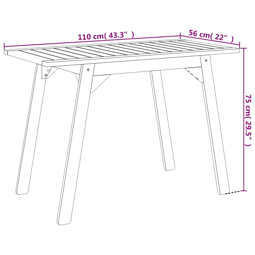 Conjunto de balcón 3 piezas madera maciza de acacia