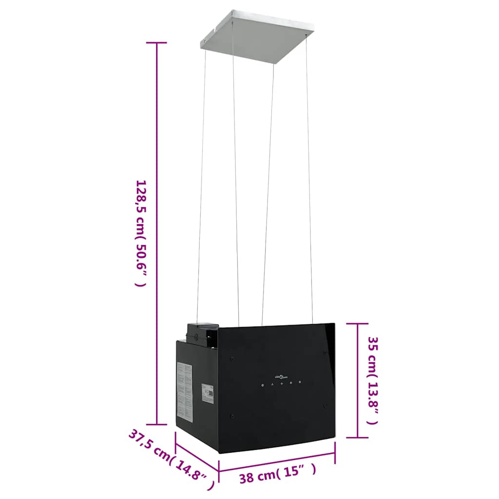 Campana extractora de isla sensor táctil LCD vidrio templado
