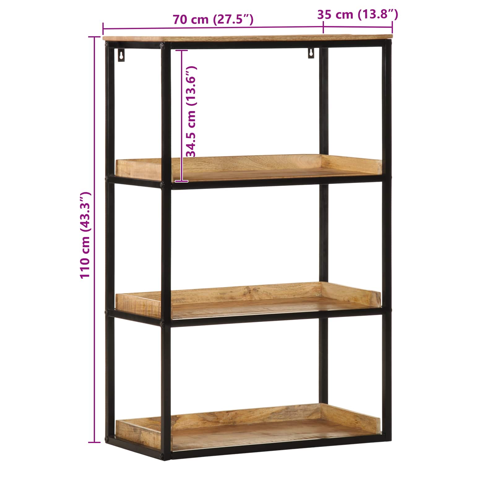 Estantería 70 x 35 x 110 cm Madera maciza de Mango