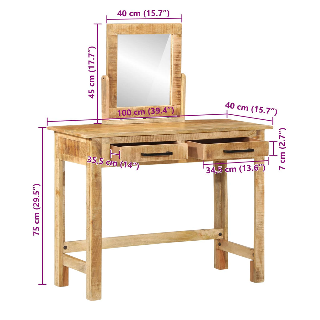 Mesa Tocador Marrón 100 x 40 x 120 cm Madera de mango maciza