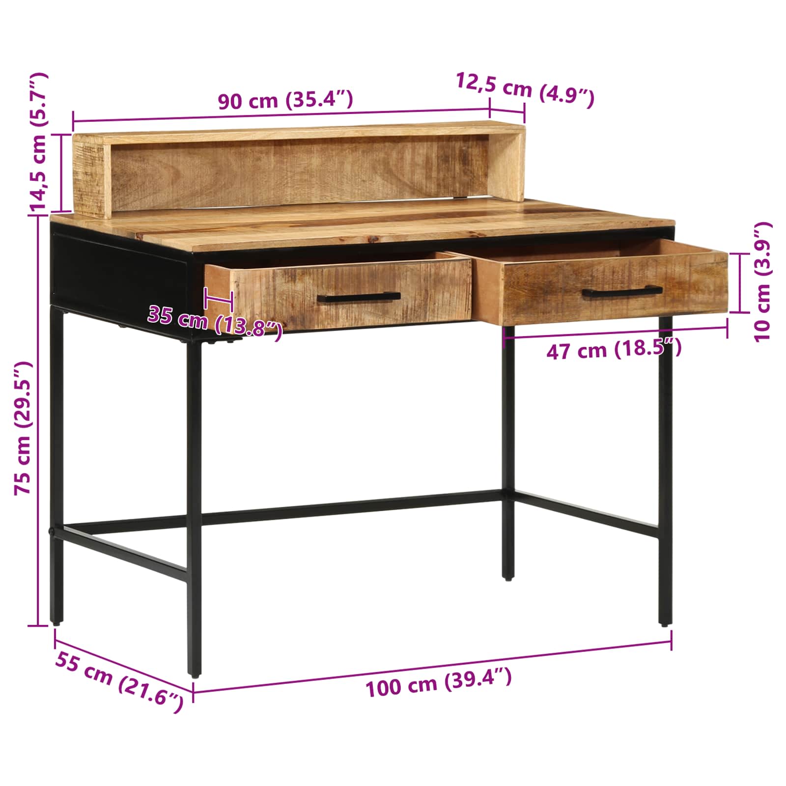 Mesa Consola con cajón Marrón 100 x 55 x 89.5 cm
