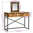 Mesa Tocador Marrón 100 x 40 x 120 cm Madera de Acacia Sólida