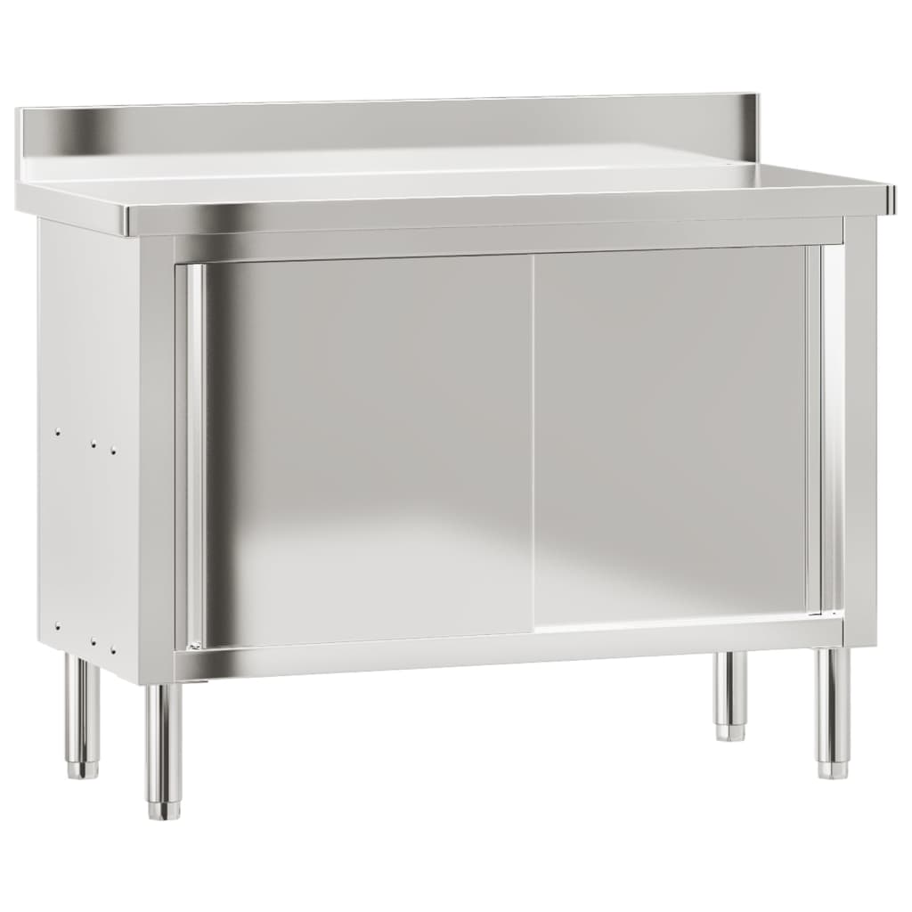 Mesa de trabajo de cocina puertas correderas acero inoxidable